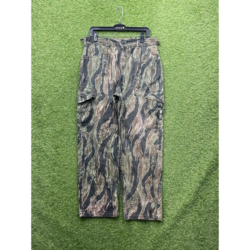 Vintage 70s Camo Cargo Pants Mens Medium Military Ranger Tiger Stripe 30x30 Hunt